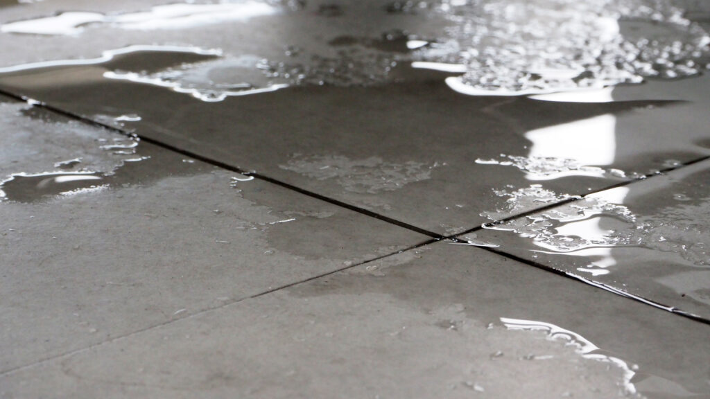 wet floor close up. it can cause slippery by water.